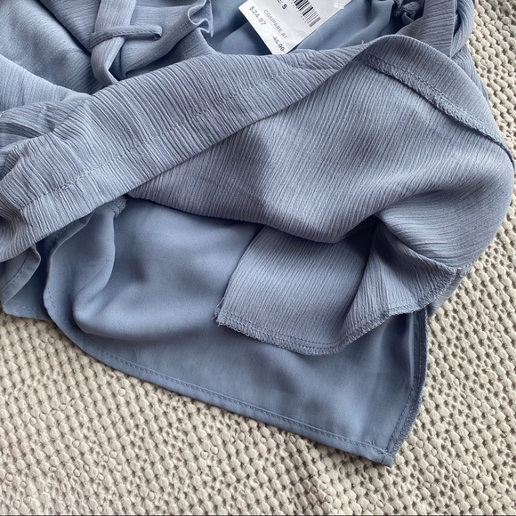 NWT High Waisted Wide Leg Shorts Dusty Blue - Picture 6 of 6